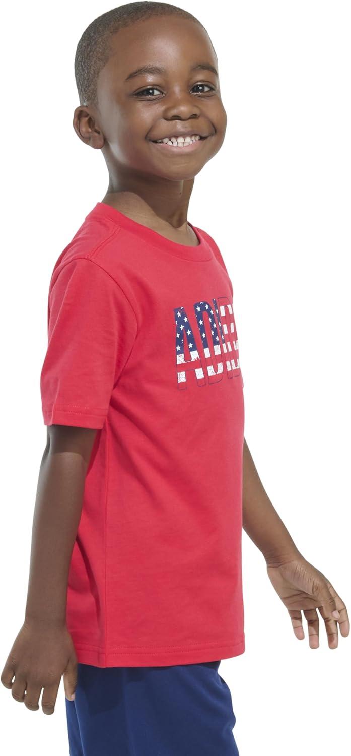 image:imageAdidas Boys Short Sleeve Cotton USA Graphic TShirtRedNavy