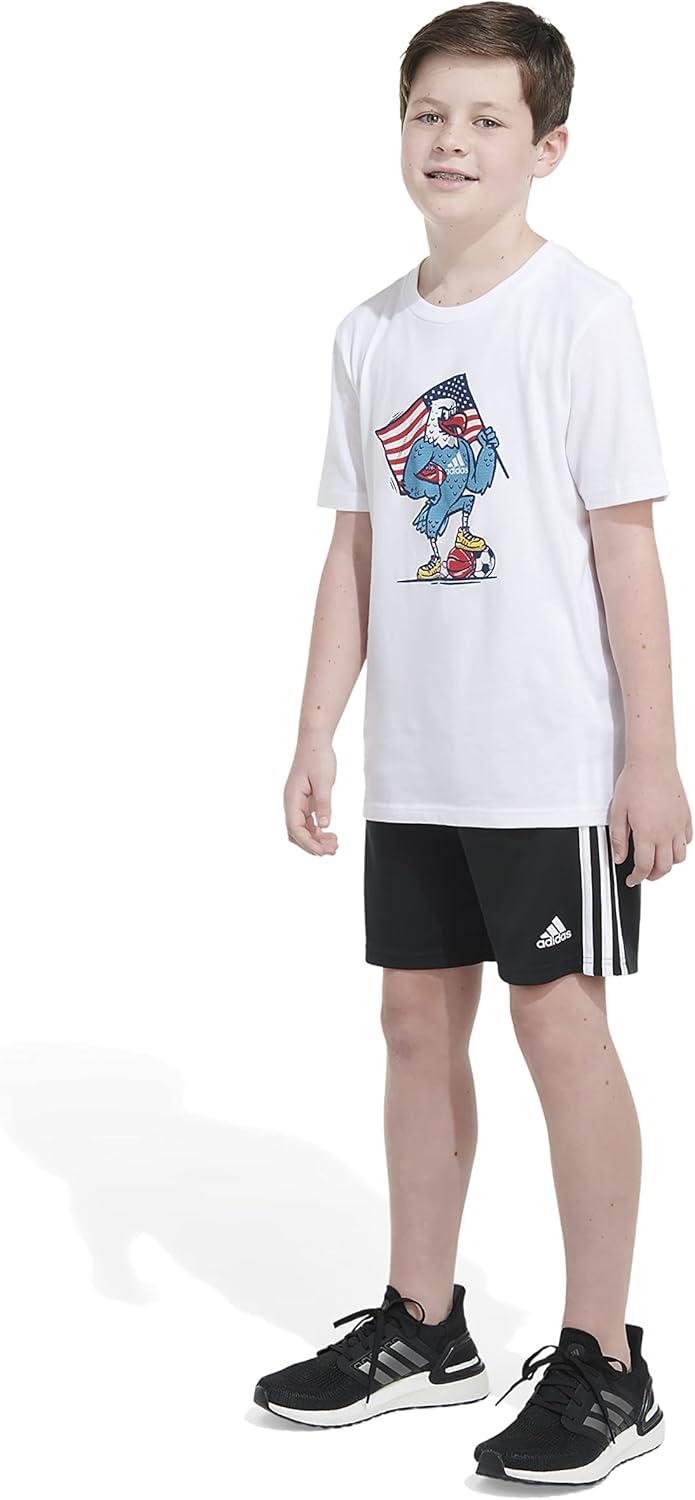 image:imageAdidas Boys Short Sleeve Cotton USA Graphic TShirtWhite