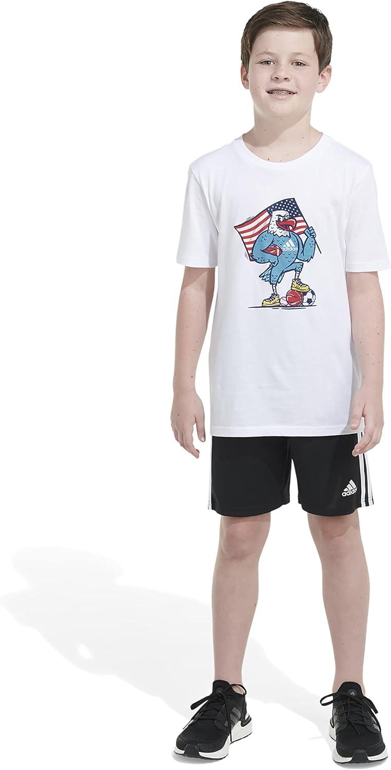 image:imageAdidas Boys Short Sleeve Cotton USA Graphic TShirtWhite