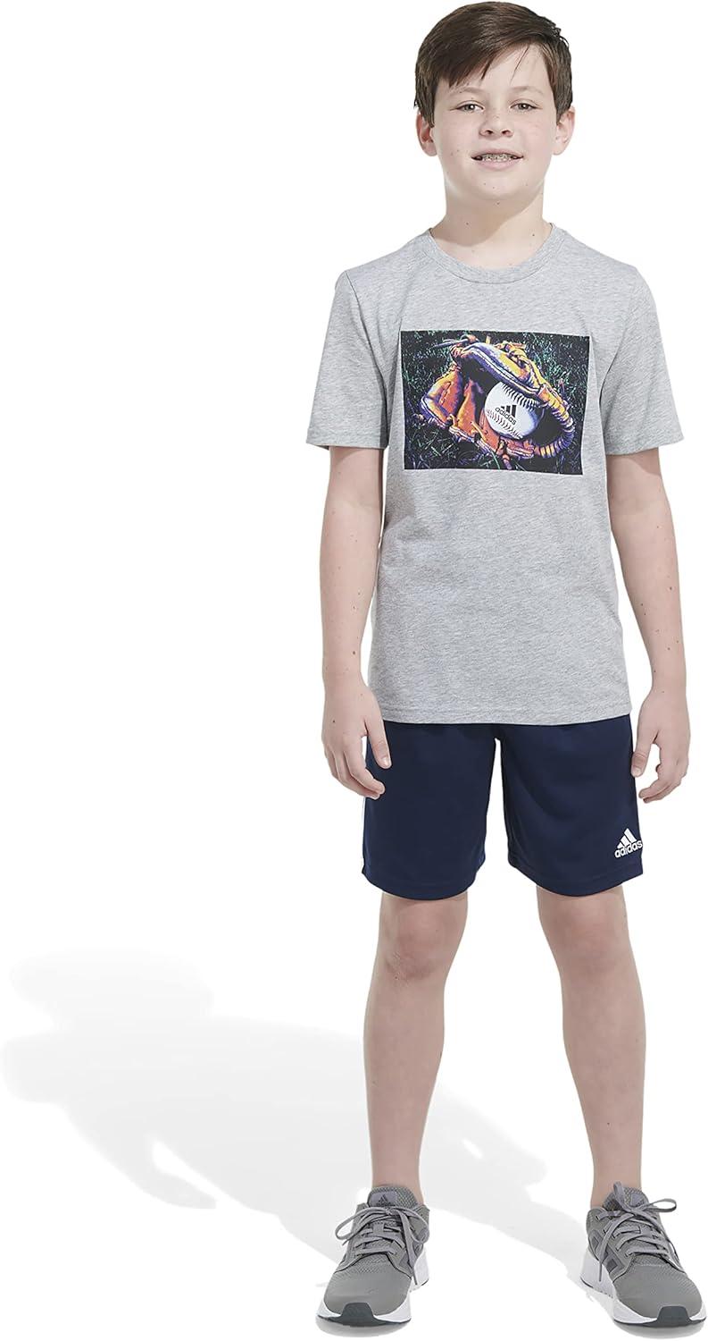 image:imageadidas Boys Big Short Sleeve T Sports Graphic Tee ShirtMedium Grey Heather