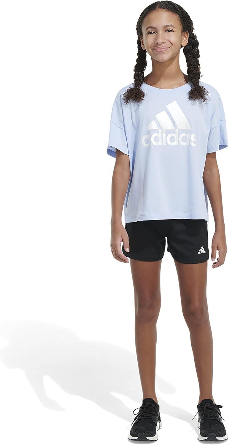 image:imageadidas Girls Short Sleeve Loose Boxy TeeBlue Dawn
