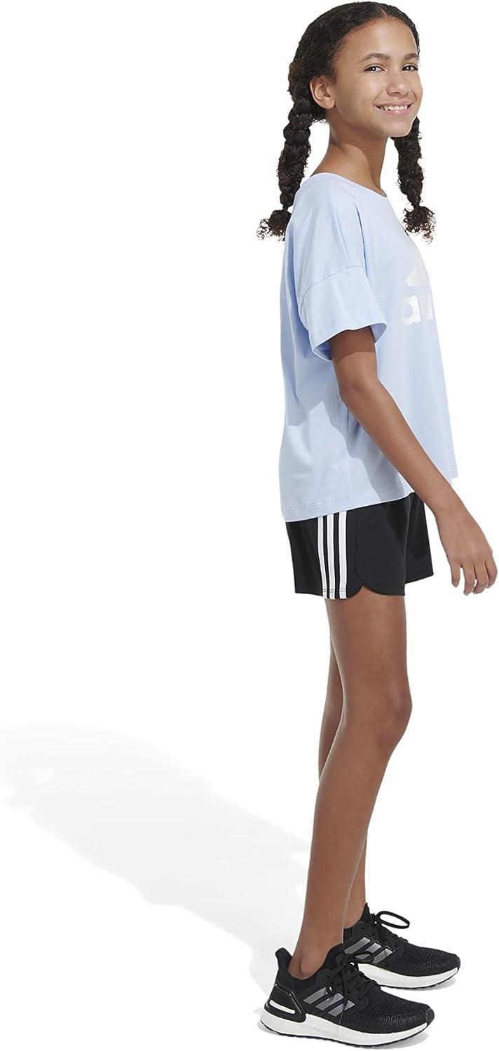 image:imageadidas Girls Short Sleeve Loose Boxy TeeBlue Dawn
