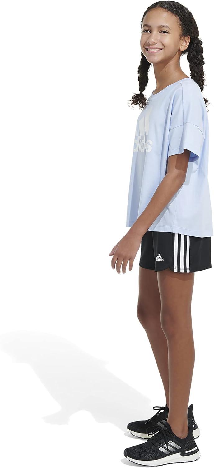 image:imageadidas Girls Short Sleeve Loose Boxy TeeBlue Dawn