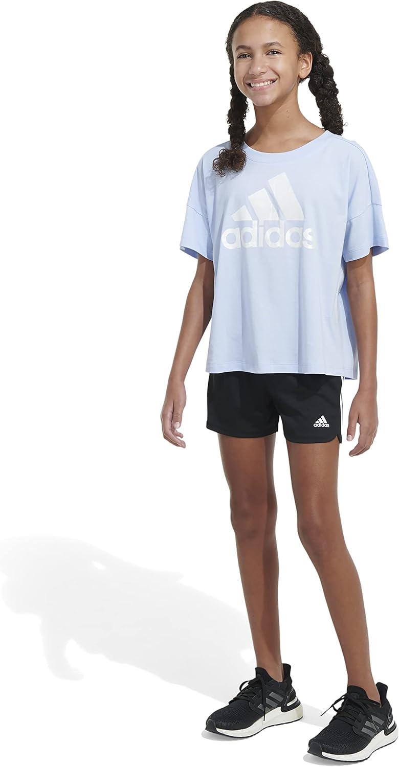 image:imageadidas Girls Short Sleeve Loose Boxy TeeBlue Dawn