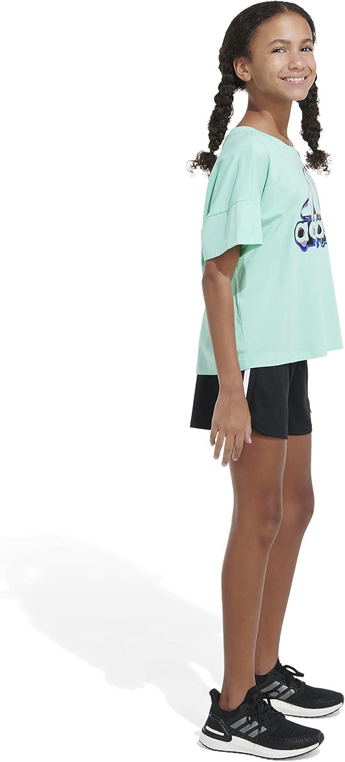 image:imageadidas Girls Short Sleeve Loose Boxy TeeEasy Green