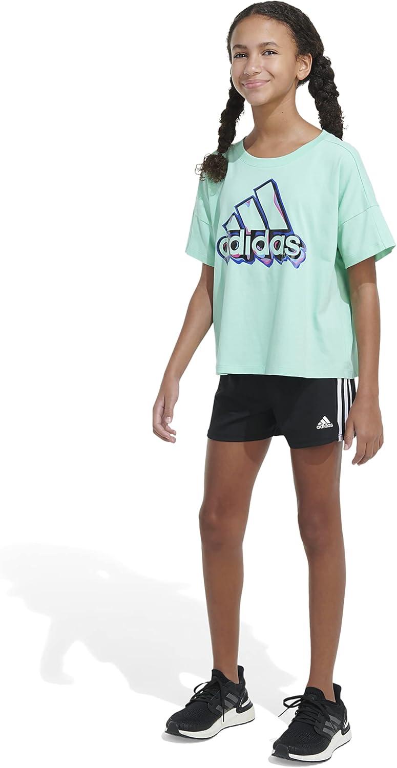image:imageadidas Girls Short Sleeve Loose Boxy TeeEasy Green