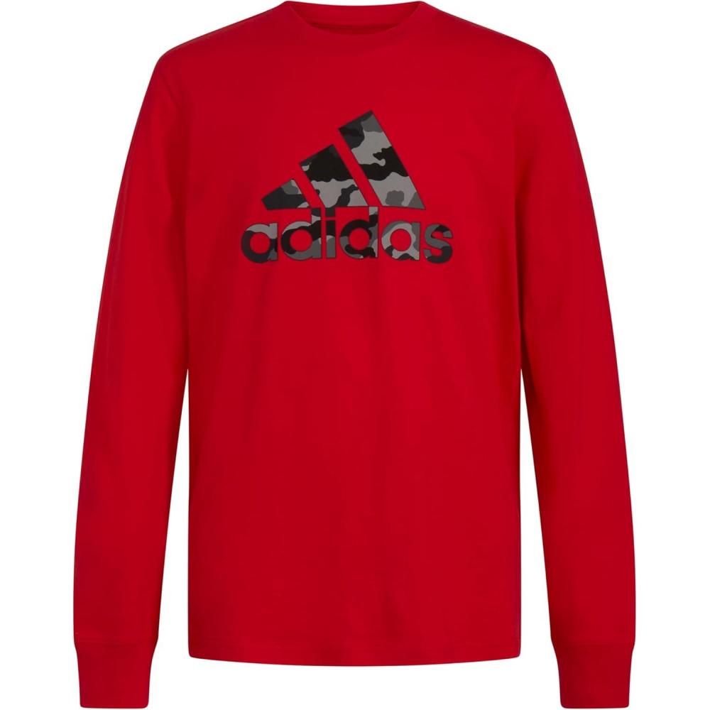 image:imageAdidas Boys Long Sleeve Cotton Badge of Sport Logo TShirtBright Red Camo