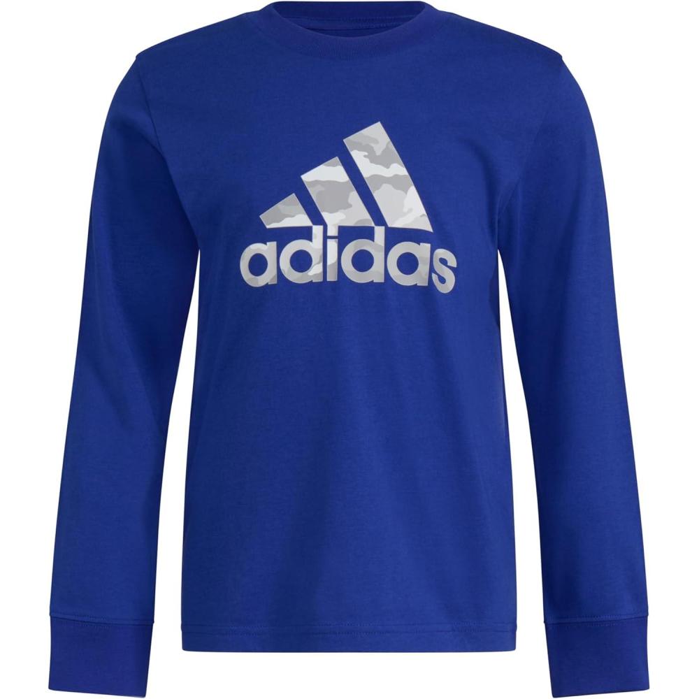 image:imageAdidas Boys Long Sleeve Cotton Badge of Sport Logo TShirtRoyal Blue Camo