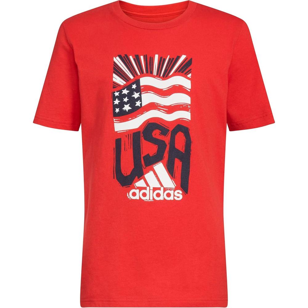 image:imageAdidas Boys Short Sleeve Cotton USA Graphic TShirtBetter Scarlet