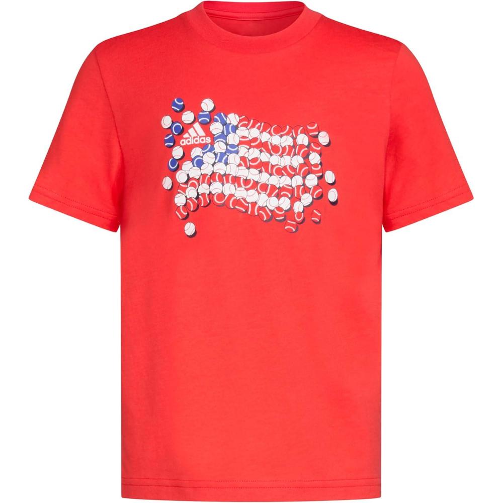 image:imageAdidas Boys Short Sleeve Cotton USA Graphic TShirtBright Red