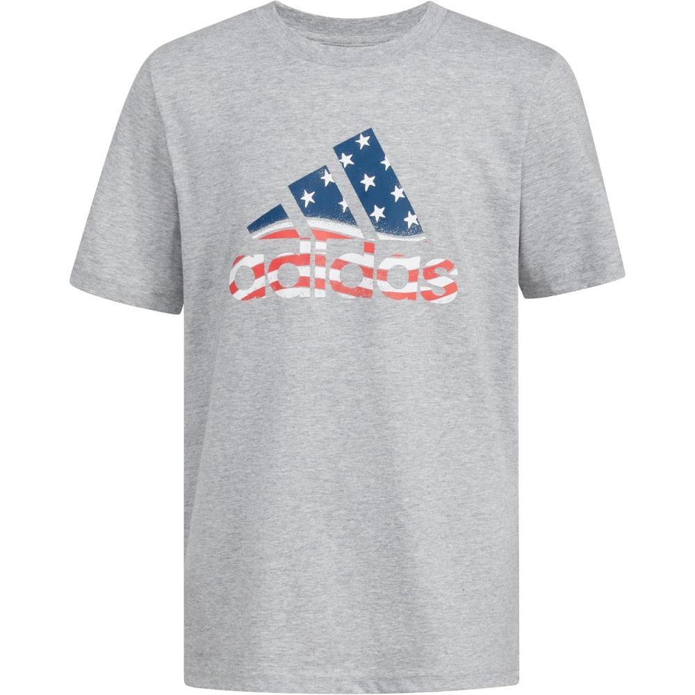 image:imageAdidas Boys Short Sleeve Cotton USA Graphic TShirtGrey Heather Flag