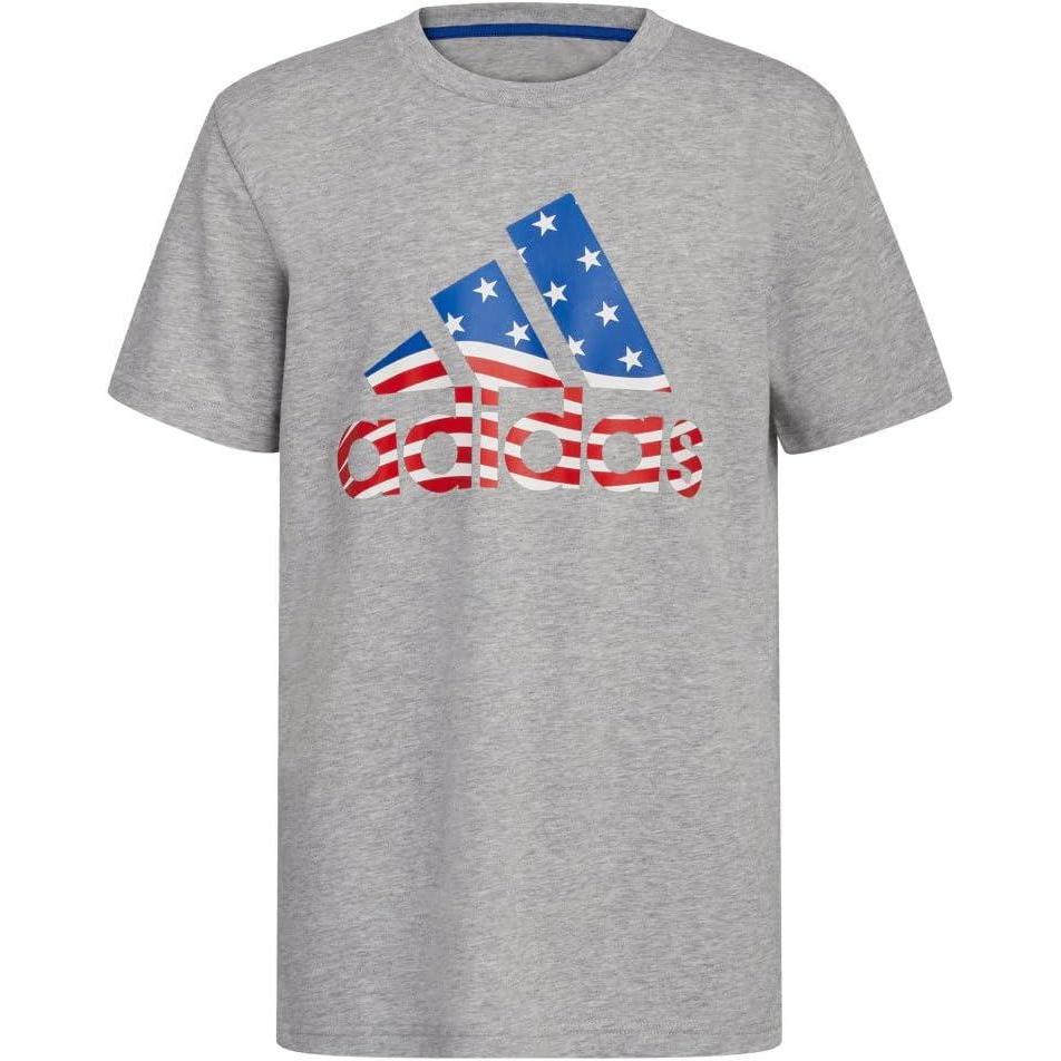 image:imageAdidas Boys Short Sleeve Cotton USA Graphic TShirtMedium Grey Heather