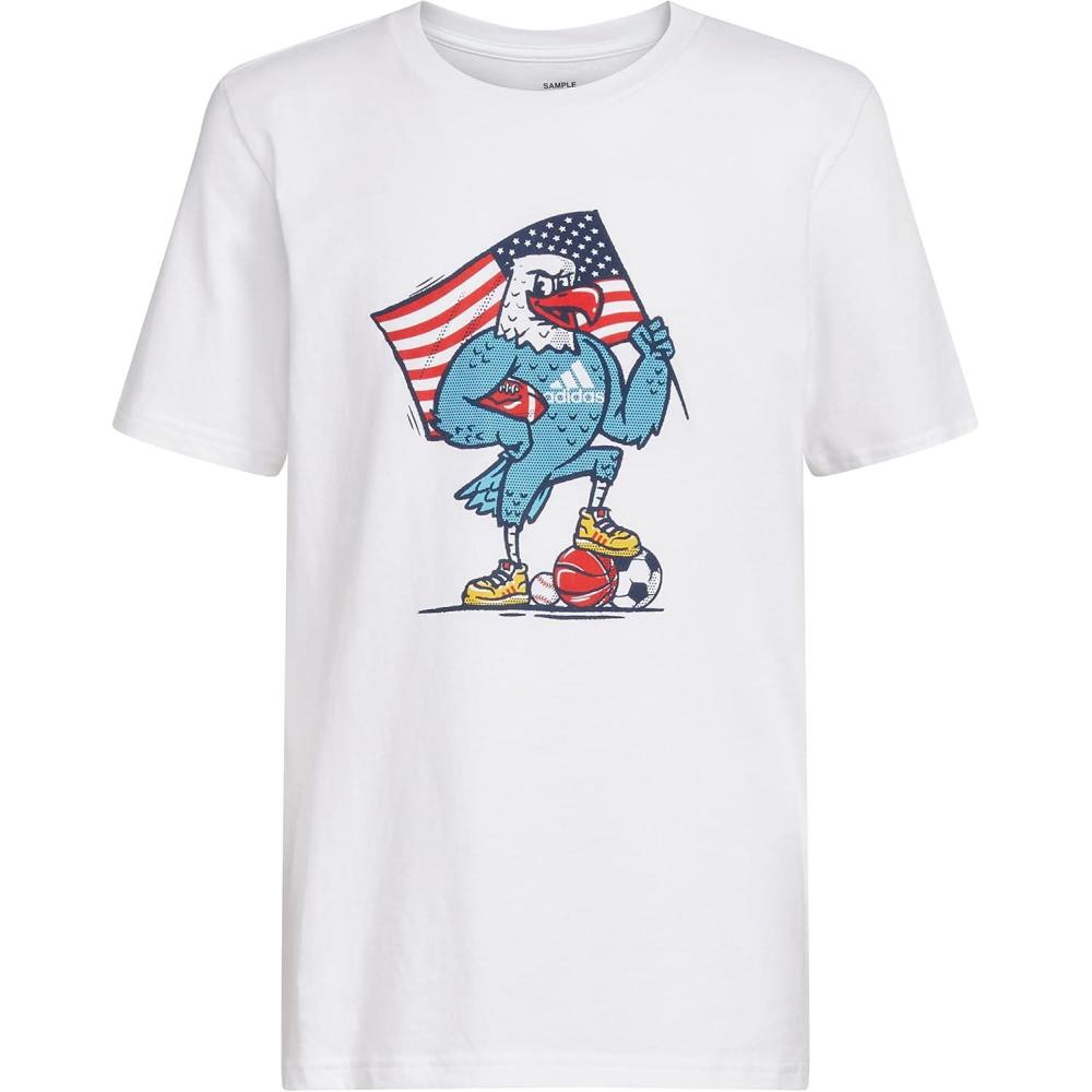 image:imageAdidas Boys Short Sleeve Cotton USA Graphic TShirtWhite