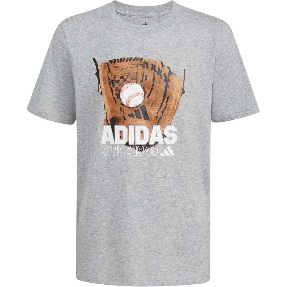image:imageadidas Boys Big Short Sleeve T Sports Graphic Tee ShirtHeather Grey Baseball Glove