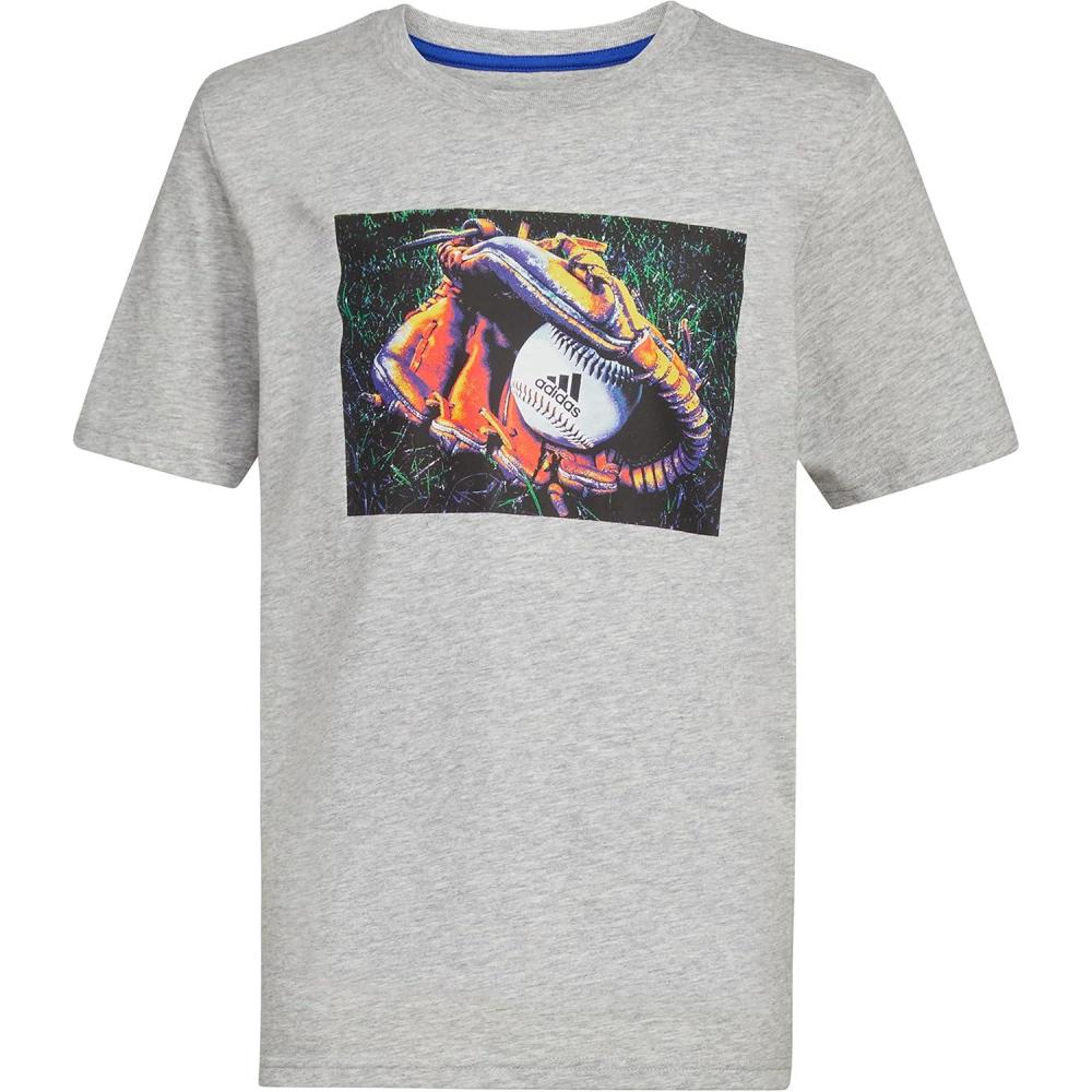 image:imageadidas Boys Big Short Sleeve T Sports Graphic Tee ShirtMedium Grey Heather