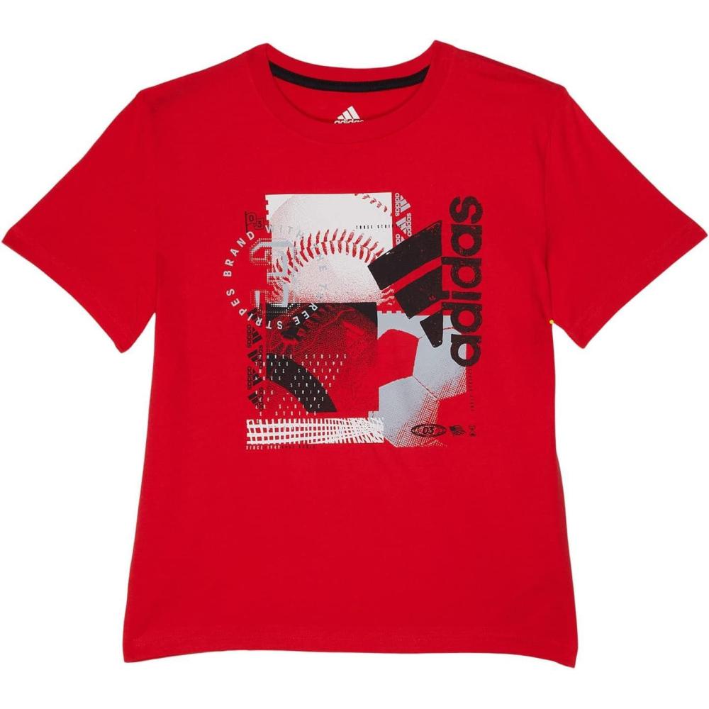 image:imageadidas Boys Short Sleeve Cotton Sports Ball 22 Screen TShirtVivid Red