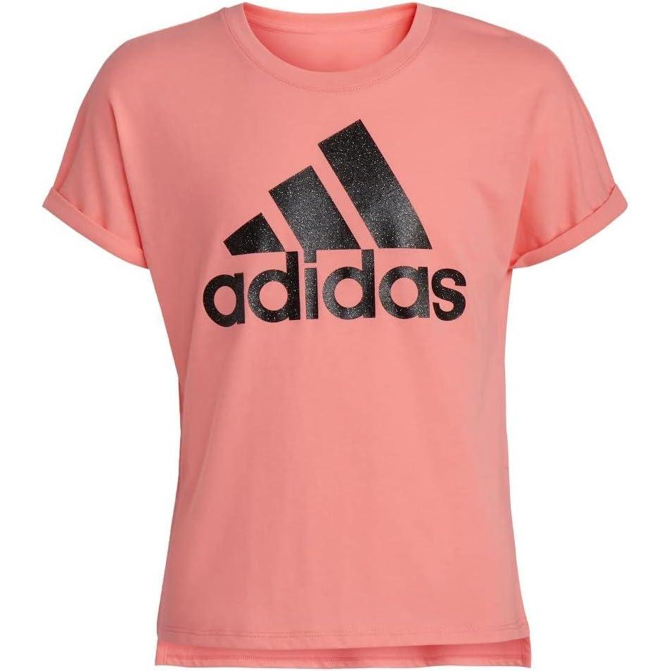 image:imageadidas Boys Short Sleeve Tee TshirtTShirtAcid Red