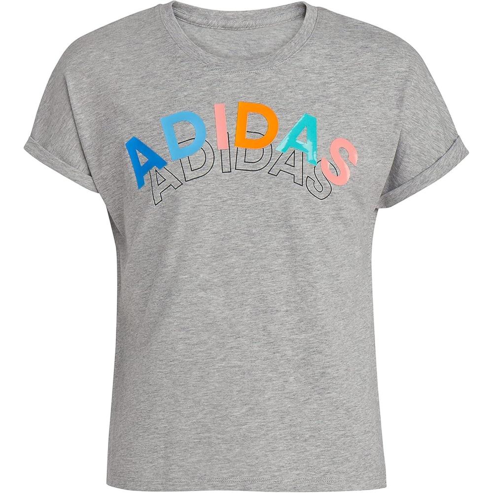 image:imageadidas Boys Short Sleeve Tee TshirtTShirtGrey With Multi