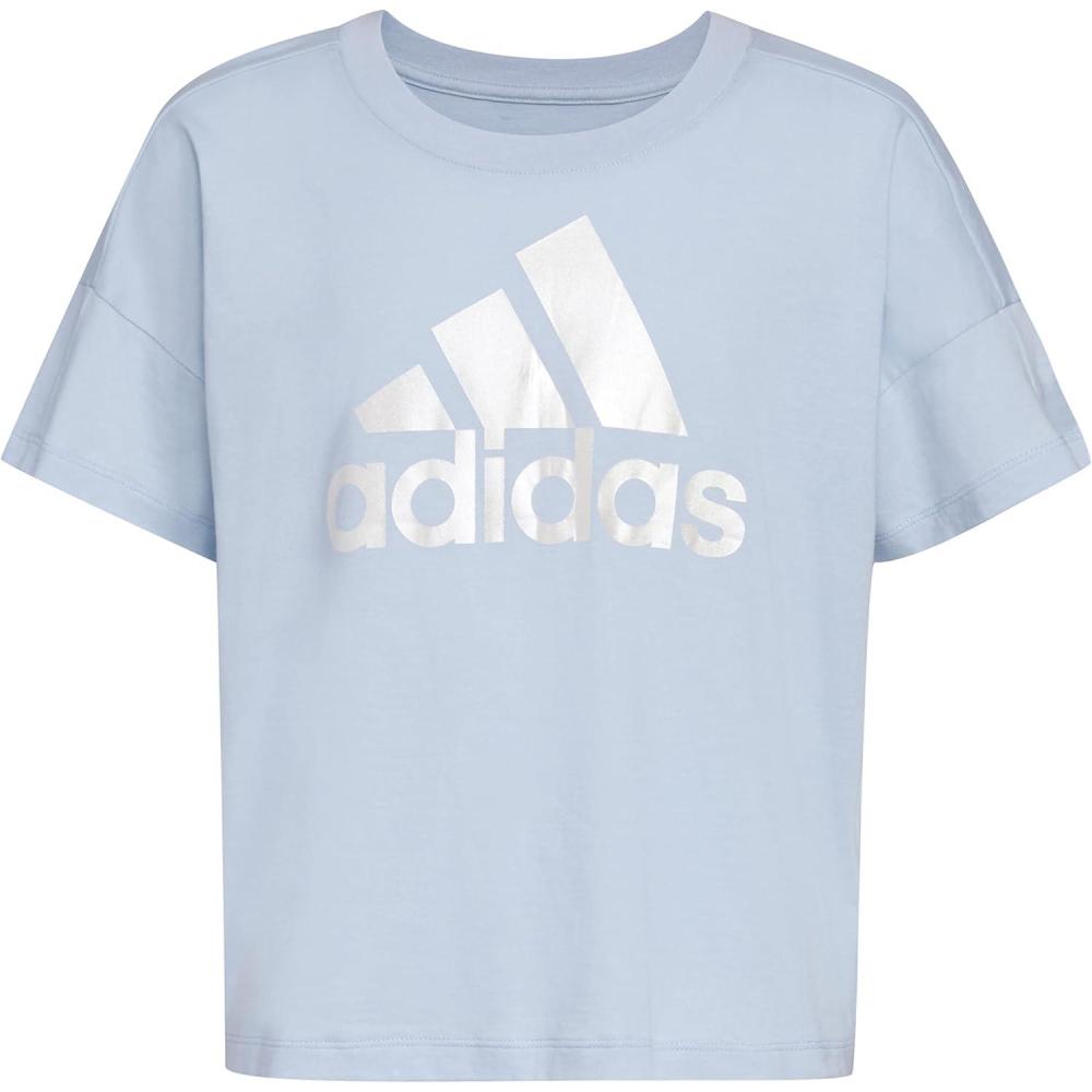 image:imageadidas Girls Short Sleeve Loose Boxy TeeBlue Dawn