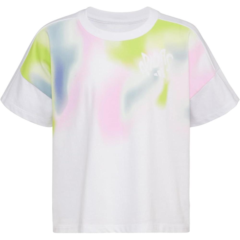 image:imageadidas Girls Short Sleeve Loose Boxy TeeWhite With Multicolors