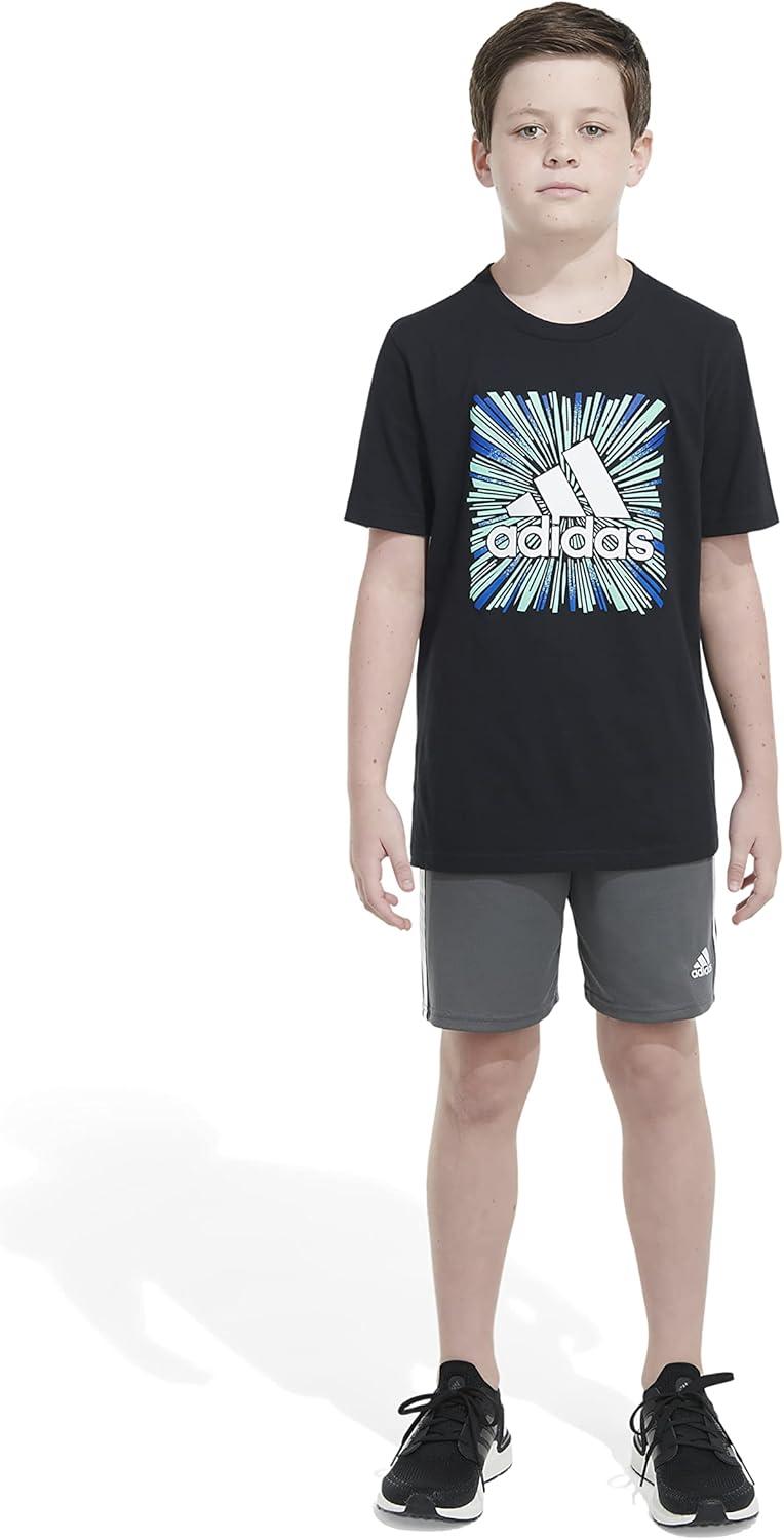 image:imageAdidas Boys Short Sleeve Cotton Blocked Bos Logo TShirtBlack