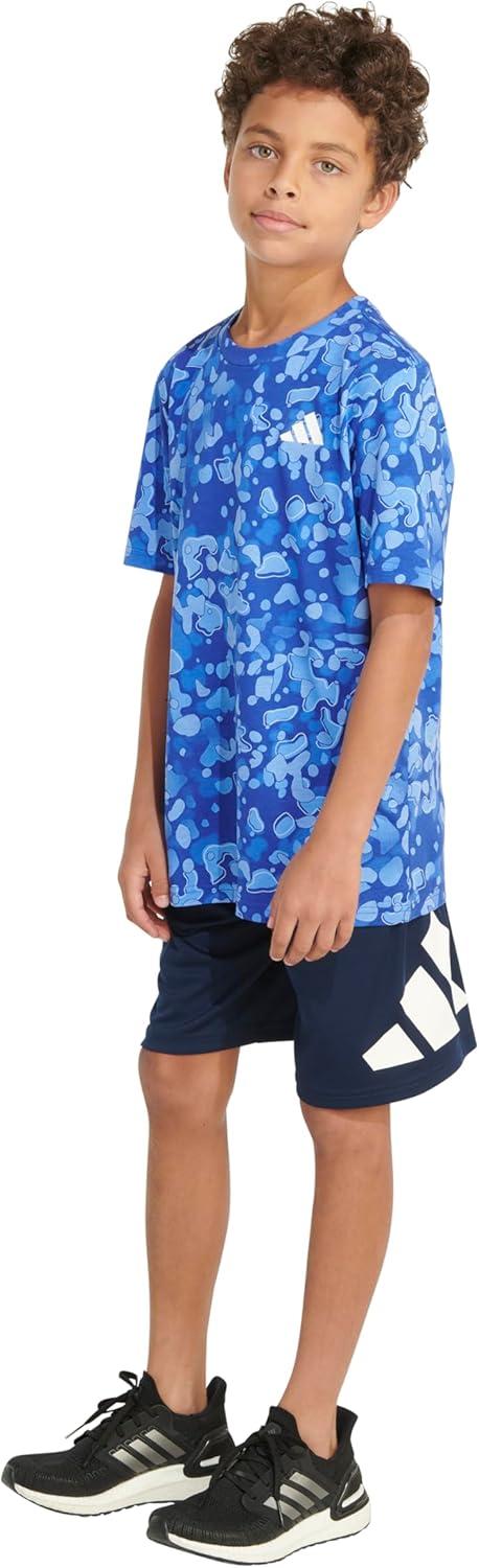image:imageAdidas Boys Short Sleeve Cotton Blocked Bos Logo TShirtRoyal Blue Print