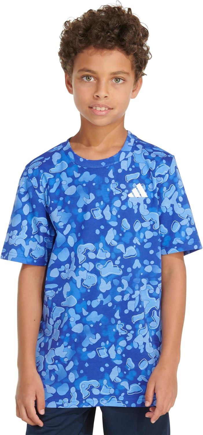 image:imageAdidas Boys Short Sleeve Cotton Blocked Bos Logo TShirtRoyal Blue Print