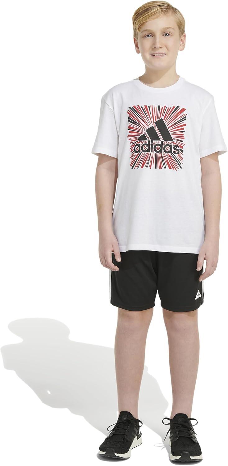 image:imageAdidas Boys Short Sleeve Cotton Blocked Bos Logo TShirtWhite