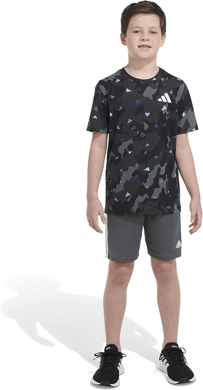 image:imageAdidas Boys Short Sleeve Cotton Camo Print TShirtBlack With Multicolor