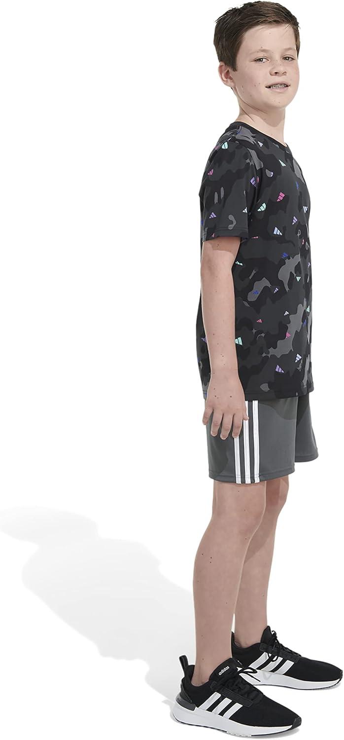 image:imageAdidas Boys Short Sleeve Cotton Camo Print TShirtBlack With Multicolor