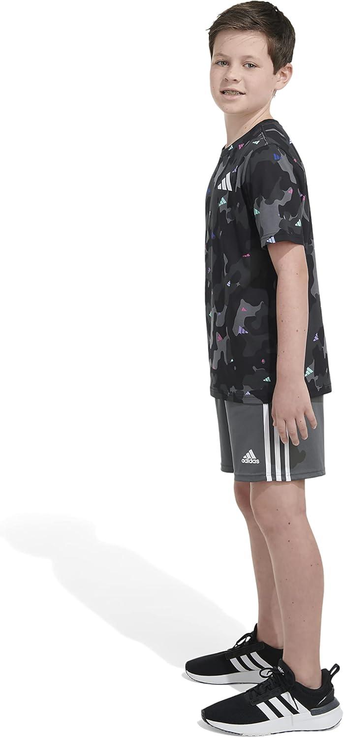 image:imageAdidas Boys Short Sleeve Cotton Camo Print TShirtBlack With Multicolor