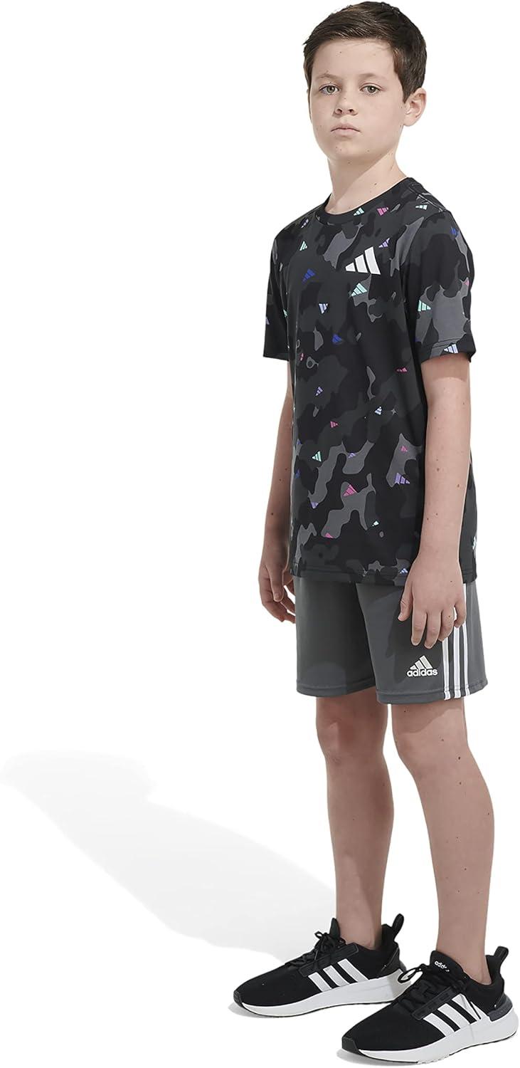image:imageAdidas Boys Short Sleeve Cotton Camo Print TShirtBlack With Multicolor