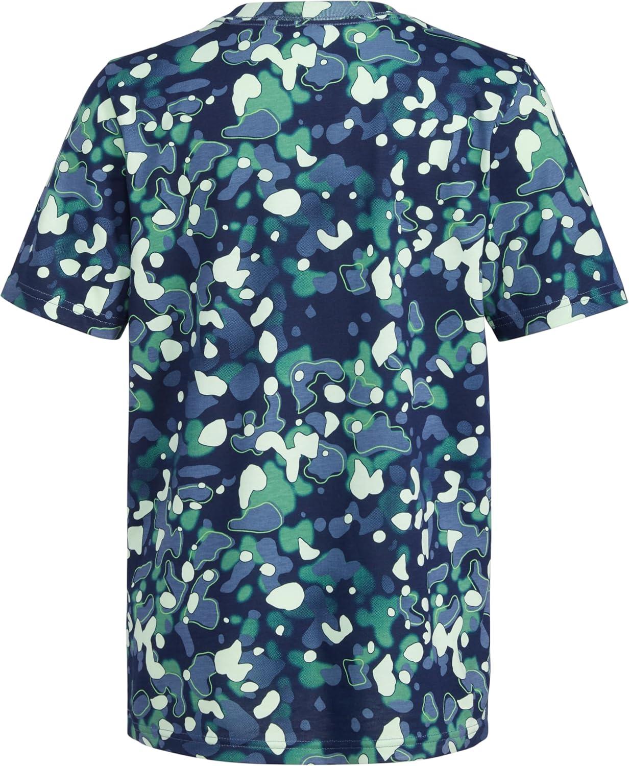 image:imageAdidas Boys Short Sleeve Cotton Camo Print TShirtNavy and Green