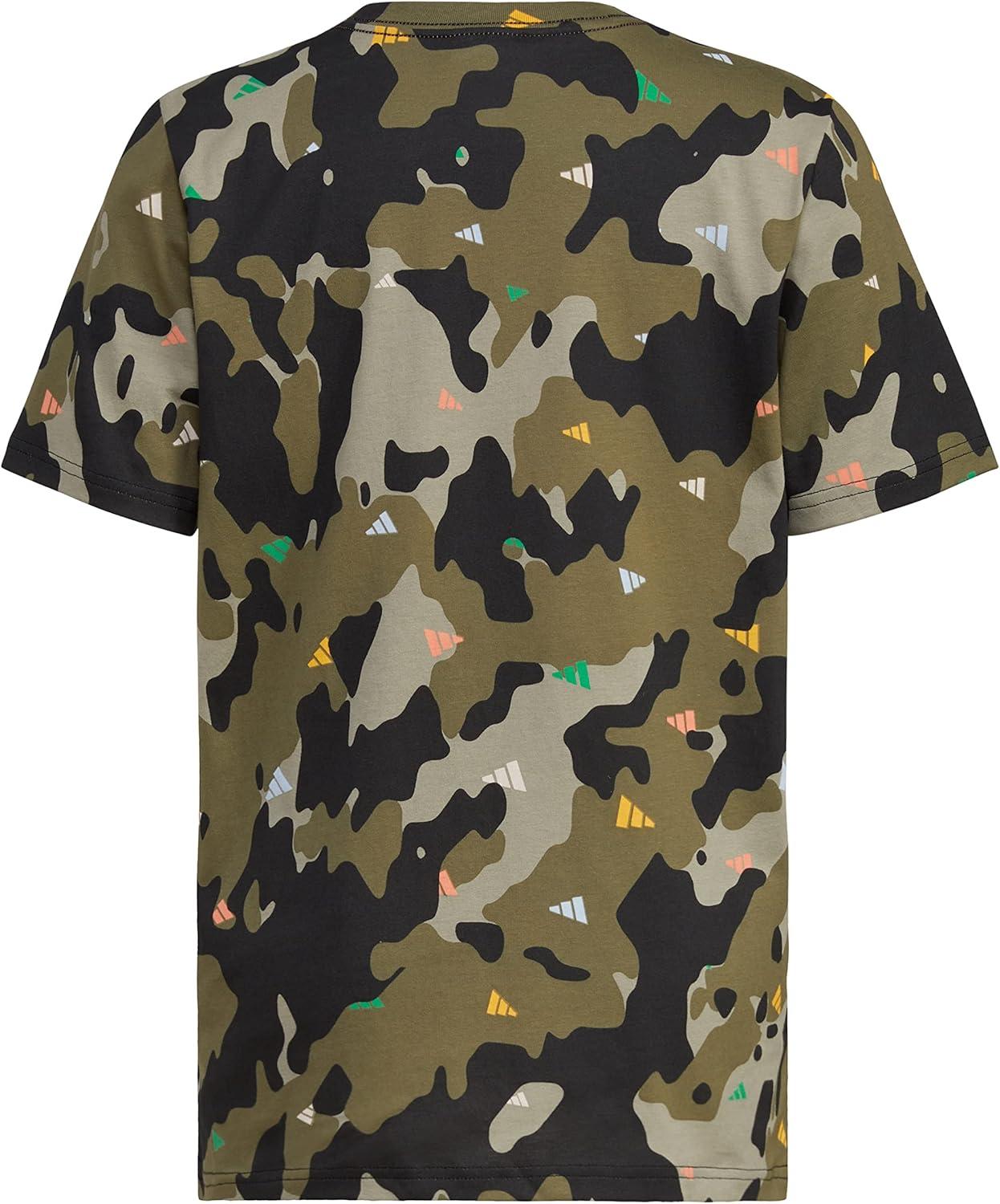image:imageAdidas Boys Short Sleeve Cotton Camo Print TShirtOlive Strata