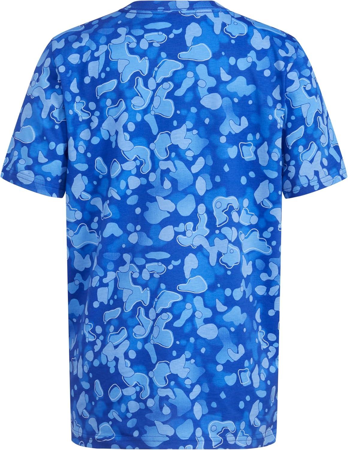 image:imageAdidas Boys Short Sleeve Cotton Camo Print TShirtRoyal Blue Print