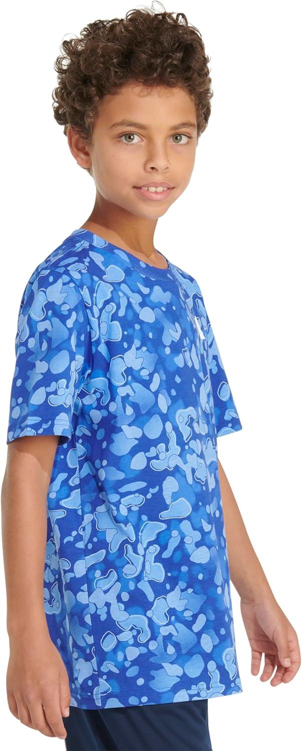 image:imageAdidas Boys Short Sleeve Cotton Camo Print TShirtRoyal Blue Print