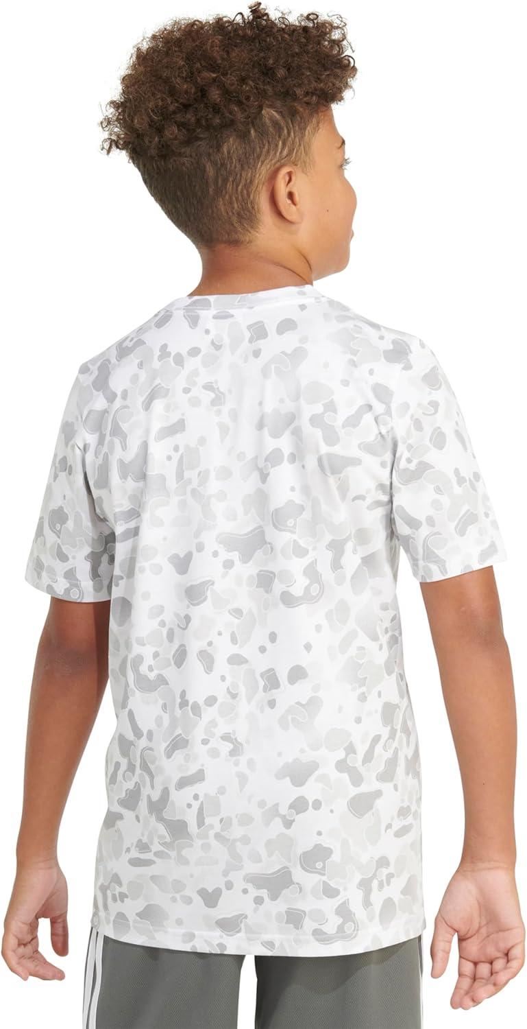 image:imageAdidas Boys Short Sleeve Cotton Camo Print TShirtWhite and Light Grey