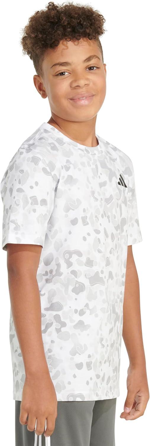 image:imageAdidas Boys Short Sleeve Cotton Camo Print TShirtWhite and Light Grey