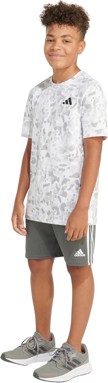 image:imageAdidas Boys Short Sleeve Cotton Camo Print TShirtWhite and Light Grey