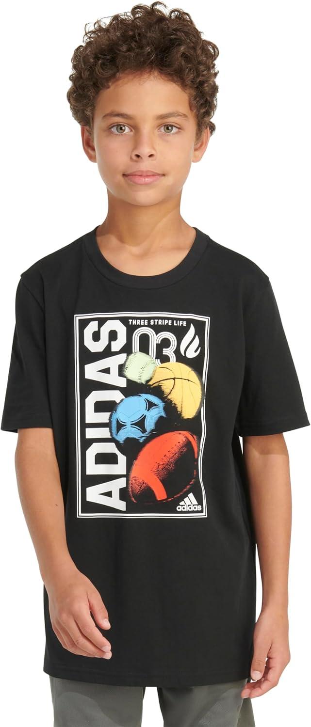 image:imageAdidas Boys Short Sleeve TShirt Sports Graphic Tee ShirtBlack Global
