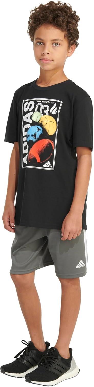 image:imageAdidas Boys Short Sleeve TShirt Sports Graphic Tee ShirtBlack Global