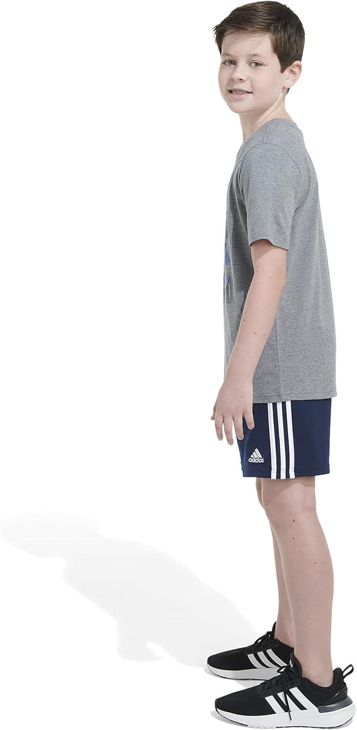 image:imageAdidas Boys Short Sleeve TShirt Sports Graphic Tee ShirtCharcoal Grey Heather Blue