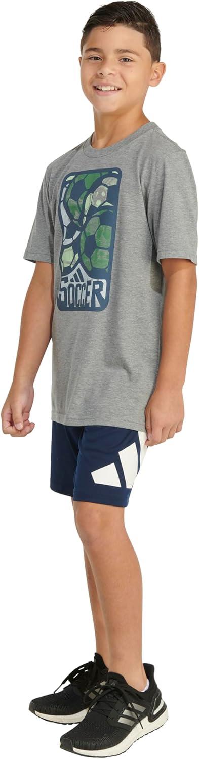 image:imageAdidas Boys Short Sleeve TShirt Sports Graphic Tee ShirtCharcoal Grey Soccer Ball