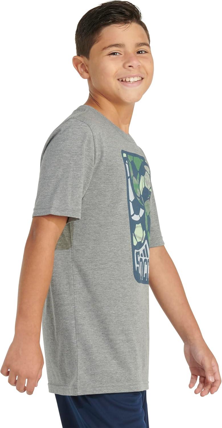 image:imageAdidas Boys Short Sleeve TShirt Sports Graphic Tee ShirtCharcoal Grey Soccer Ball
