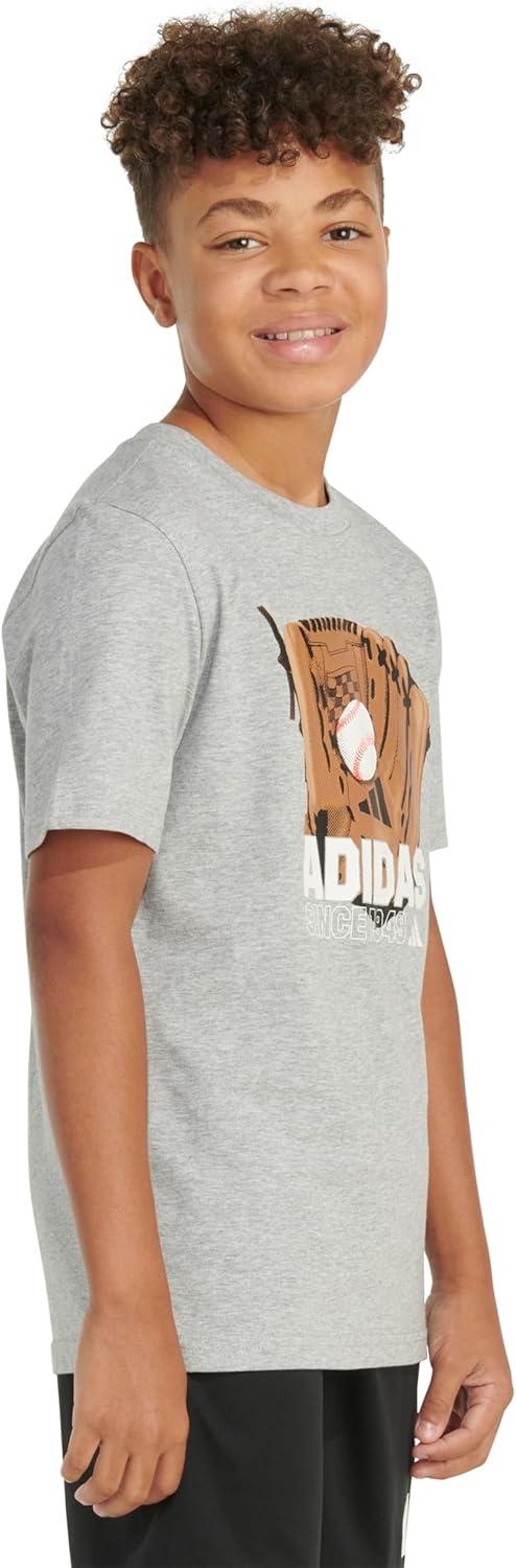 image:imageAdidas Boys Short Sleeve TShirt Sports Graphic Tee ShirtHeather Grey Baseball Glove