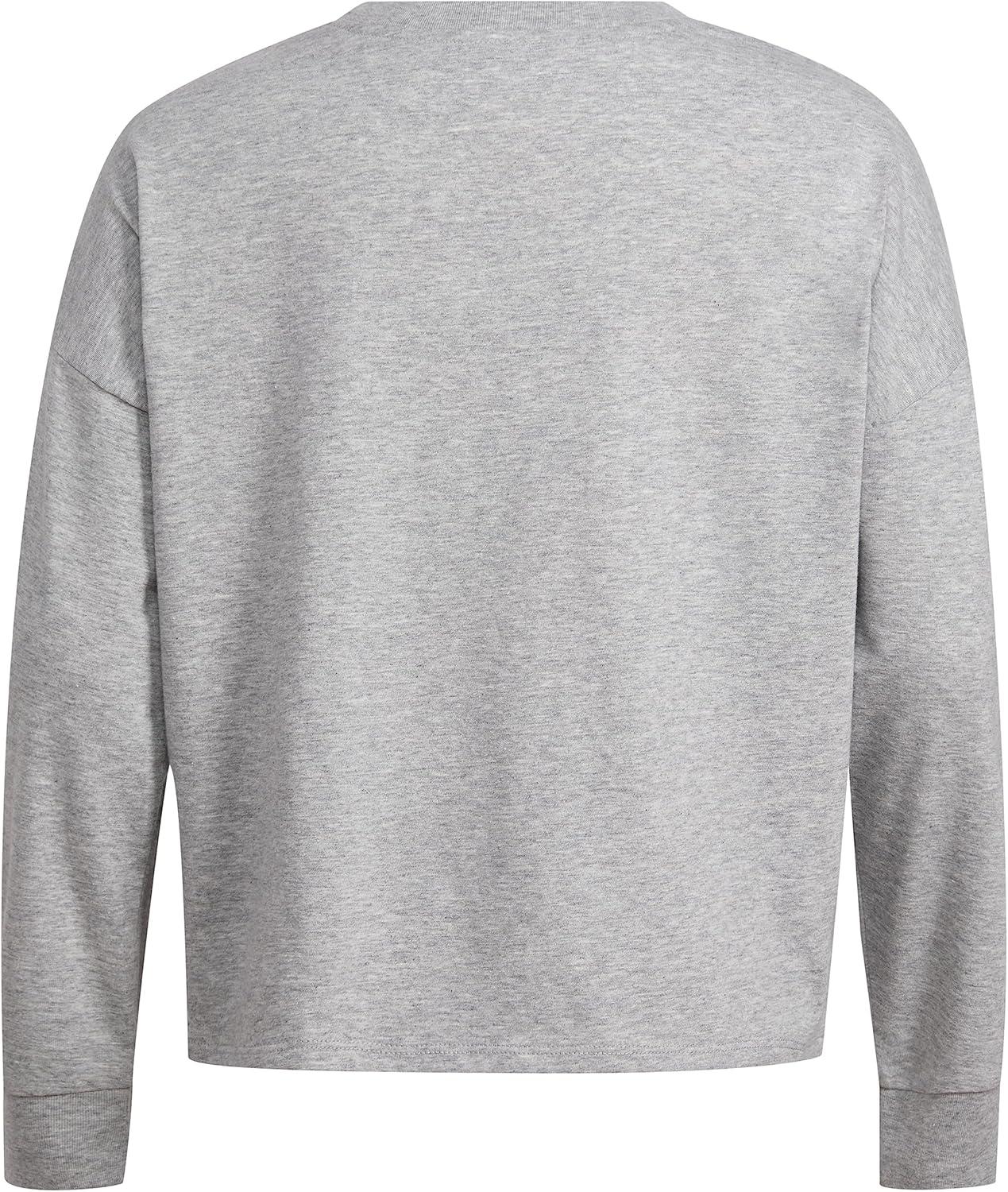 image:imageAdidas Girls Long Sleeve Waist Crew Tee TShirtMedium Grey Heather