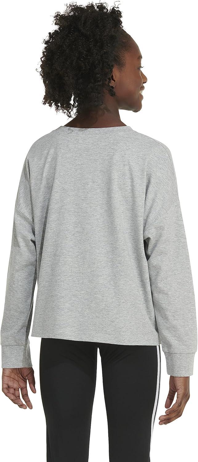 image:imageAdidas Girls Long Sleeve Waist Crew Tee TShirtMedium Grey Heather