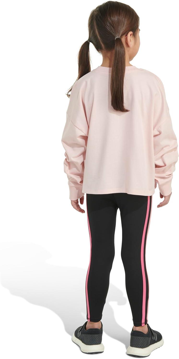 image:imageAdidas Girls Long Sleeve Waist Crew Tee TShirtPink With Multicolor