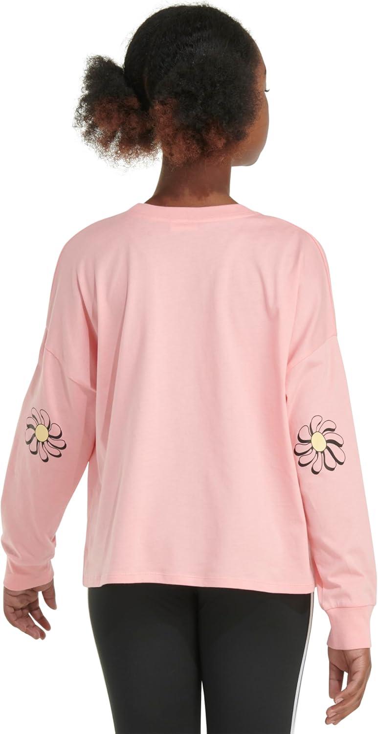 image:imageAdidas Girls Long Sleeve Waist Crew Tee TShirtSemi Spark Pink