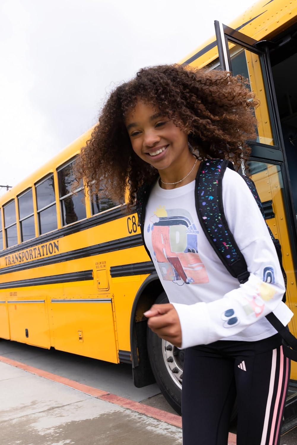 image:imageAdidas Girls Long Sleeve Waist Crew Tee TShirtWhite Multi